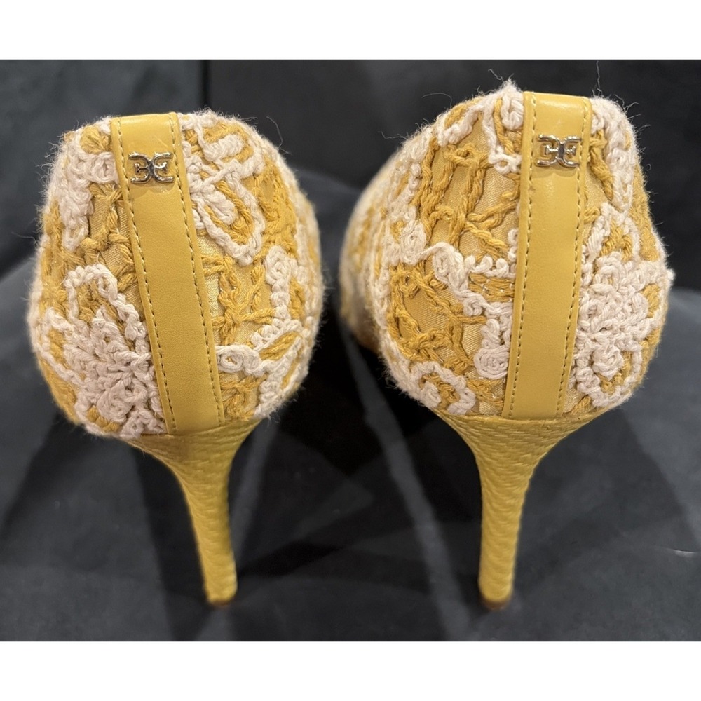 Sam Edelman Hazel Crocheted Stiletto Pumps Desert Sun Ivory 7.5 - Picture 7 of 12